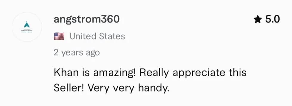 Client review screenshot for KhanCopyX proofreading and document polishing work